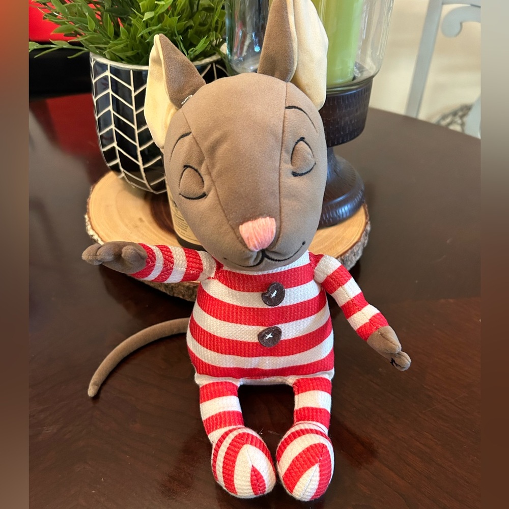 Hallmark Plush Mouse ‘Twas The‎ Night Before Christmas Striped Red PJs Stuffed